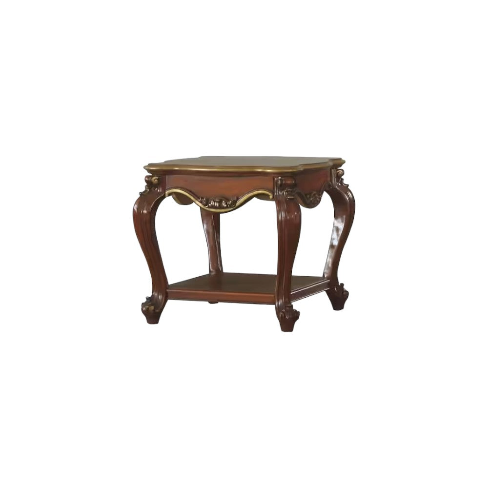 24" Oak Solid Wood Square End Table With Shelf - Living Room