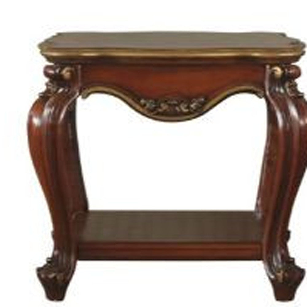 24" Oak Solid Wood Square End Table With Shelf - Living Room