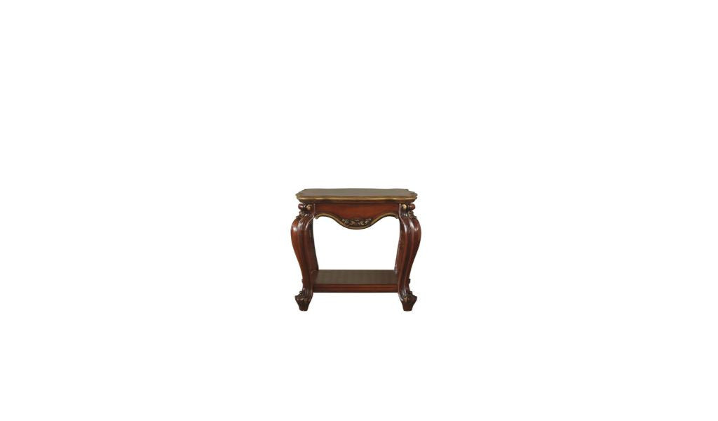 24" Oak Solid Wood Square End Table With Shelf - Living Room