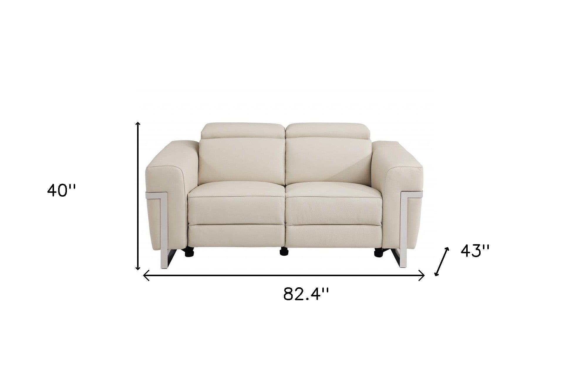 Two Piece Indoor Beige Italian Leather Five Person Seating Set - Living Room