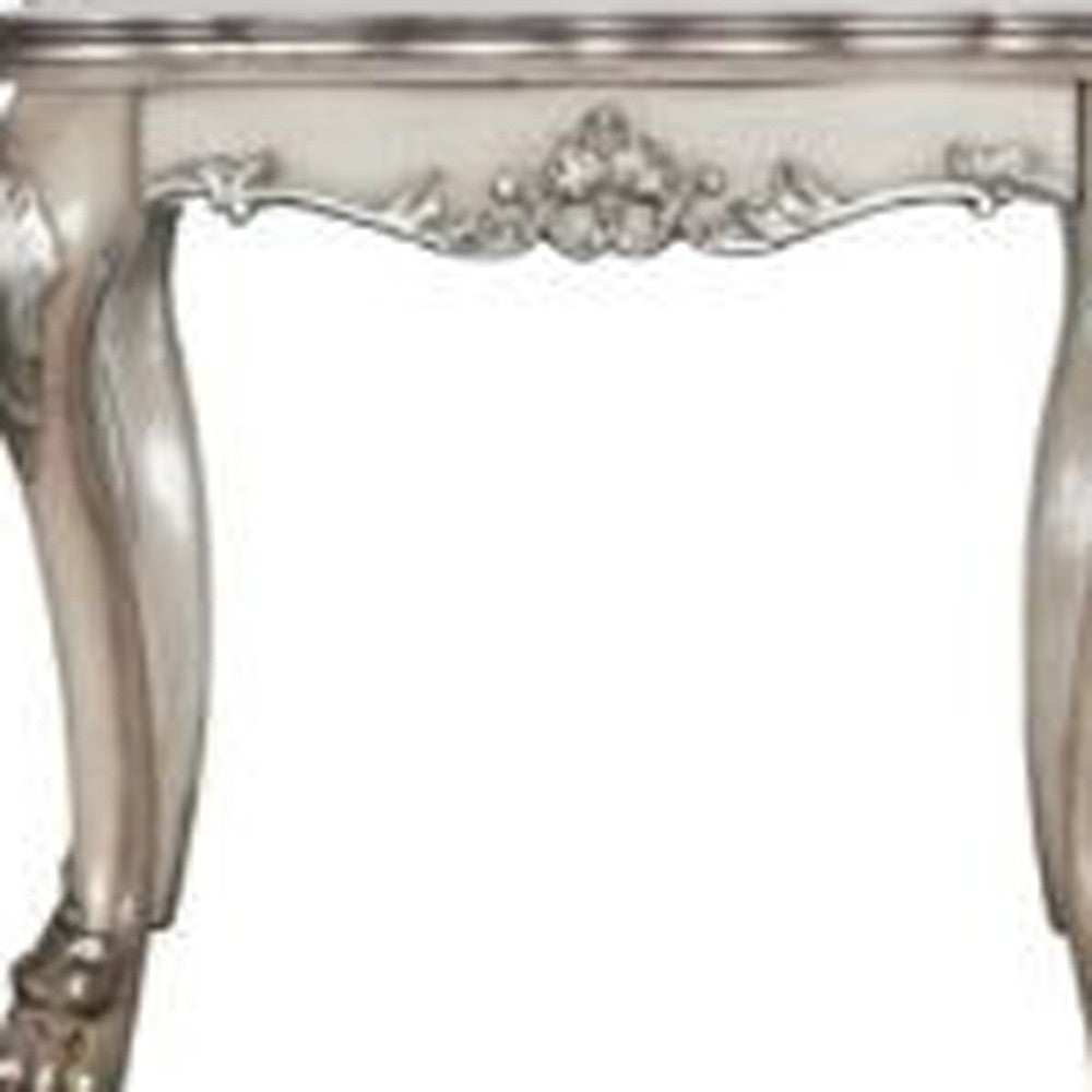 24" Vintage Bone White Solid Wood And Polyresin Square End Table - Living Room