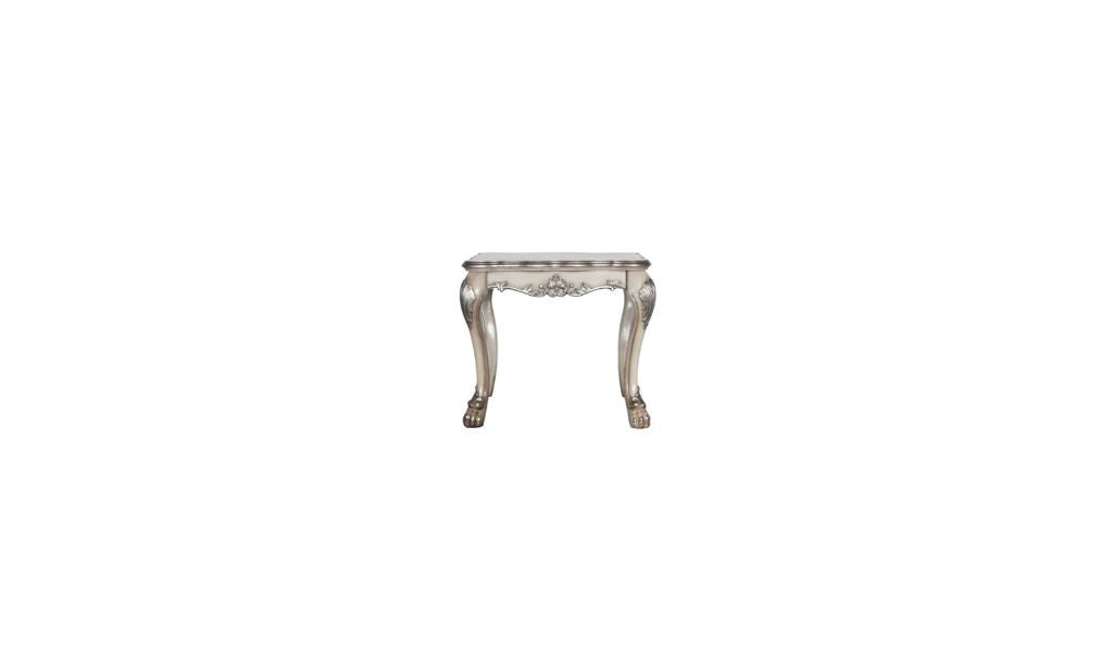 24" Vintage Bone White Solid Wood And Polyresin Square End Table - Living Room