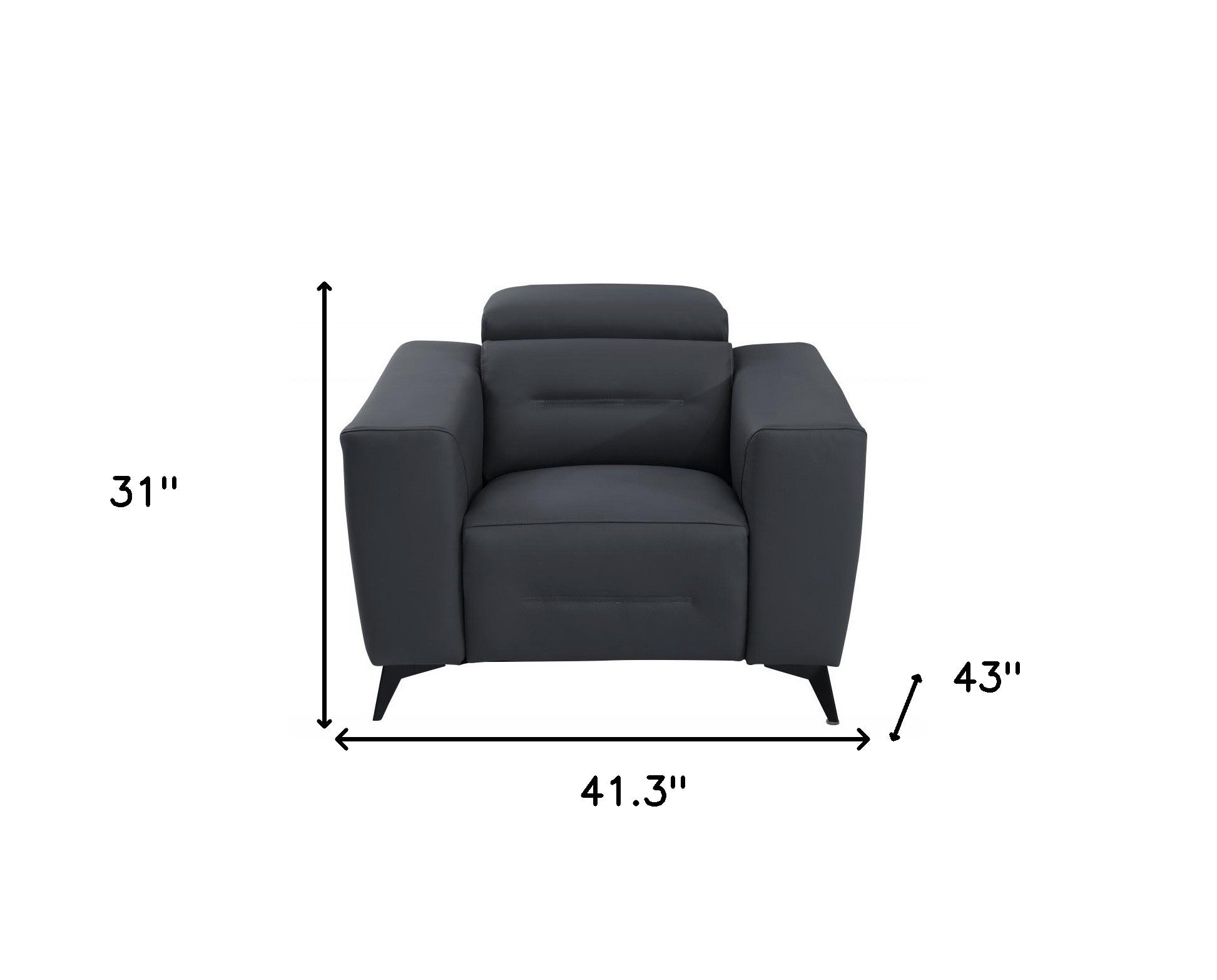 41" Dark Gray Italian Leather Power Recliner Chair - Living Room