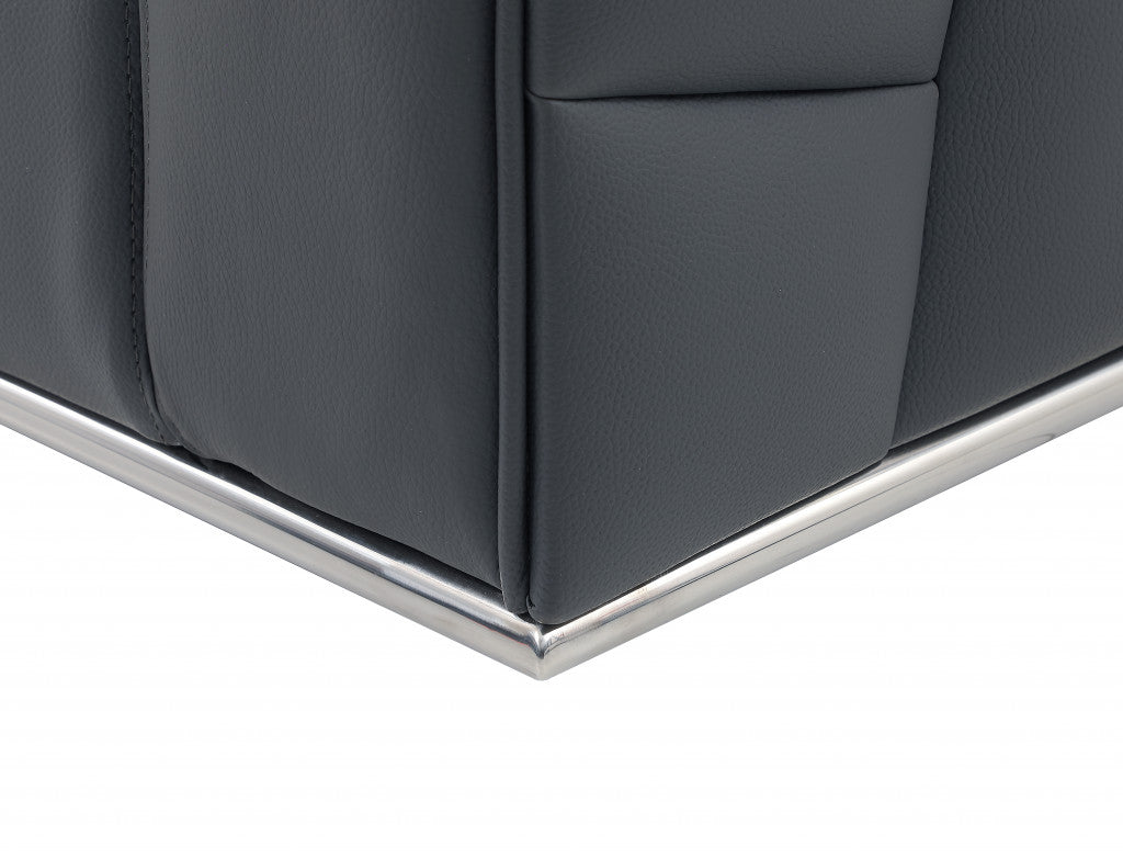 Dark Gray Italian Leather L Shaped Two Piece Corner Sectional Default Title