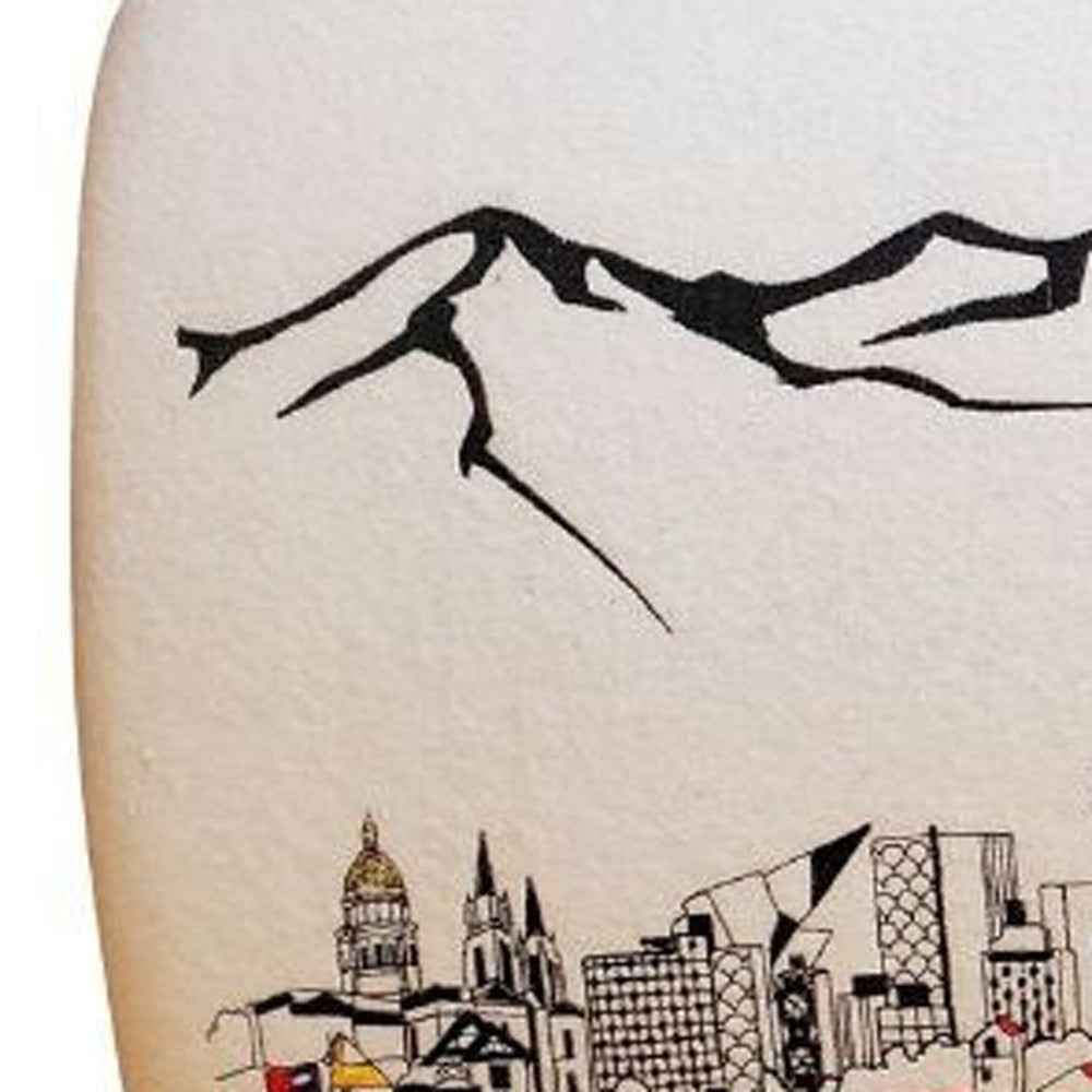 38" Cream Wool and Brown Ottoman