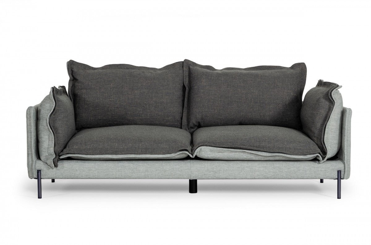 87" Dark Gray Polyester Blend Sofa With Silver Legs - Living Room