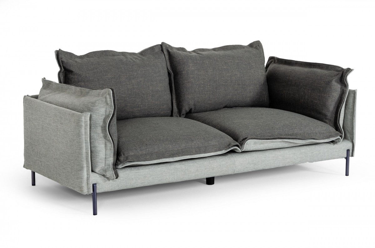 87" Dark Gray Polyester Blend Sofa With Silver Legs - Living Room