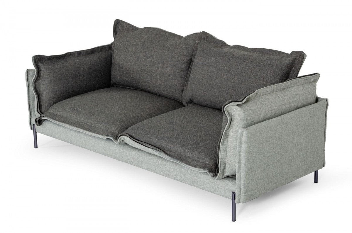 87" Dark Gray Polyester Blend Sofa With Silver Legs - Living Room