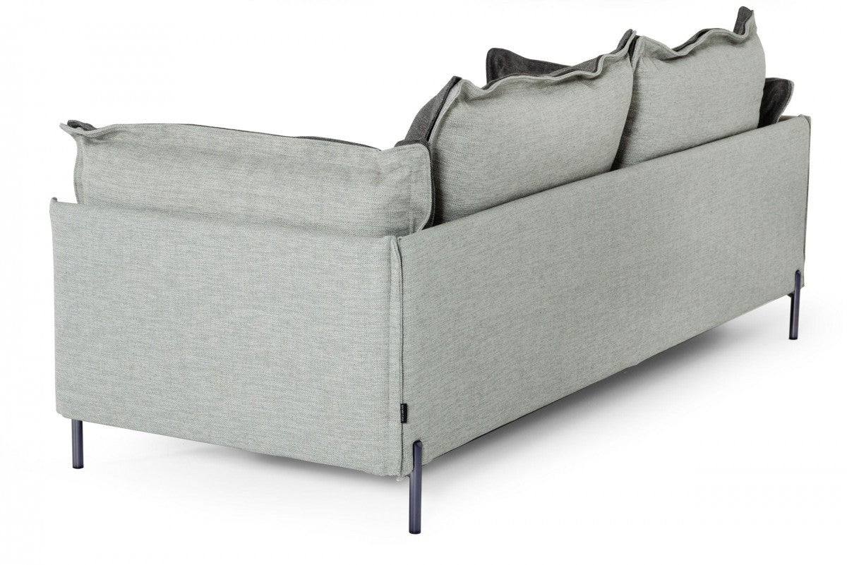 87" Dark Gray Polyester Blend Sofa With Silver Legs - Living Room