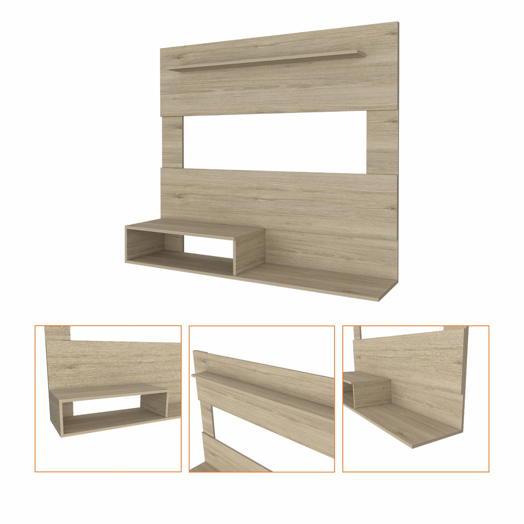 55" Light Pine Open Shelving Entertainment Center - Living Room