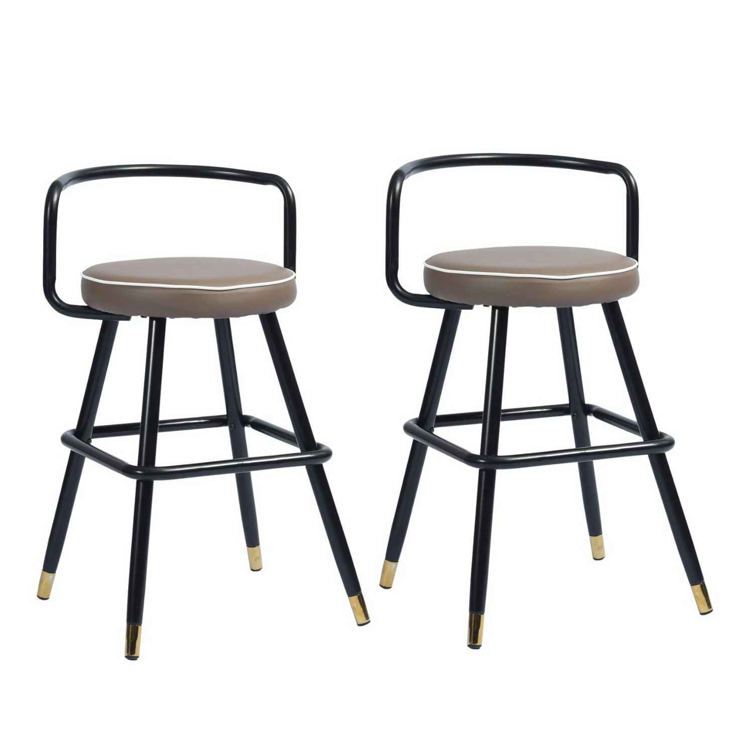 Set of Two 24" Black Steel Low Back Counter Height Bar Chairs