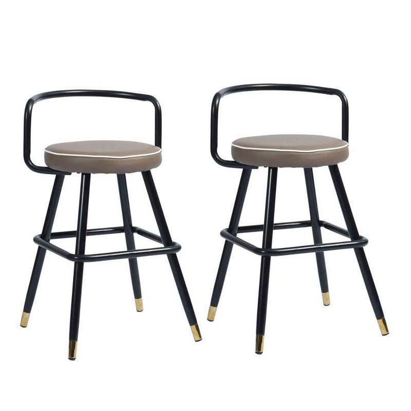 Set of Two 24" Black Steel Low Back Counter Height Bar Chairs