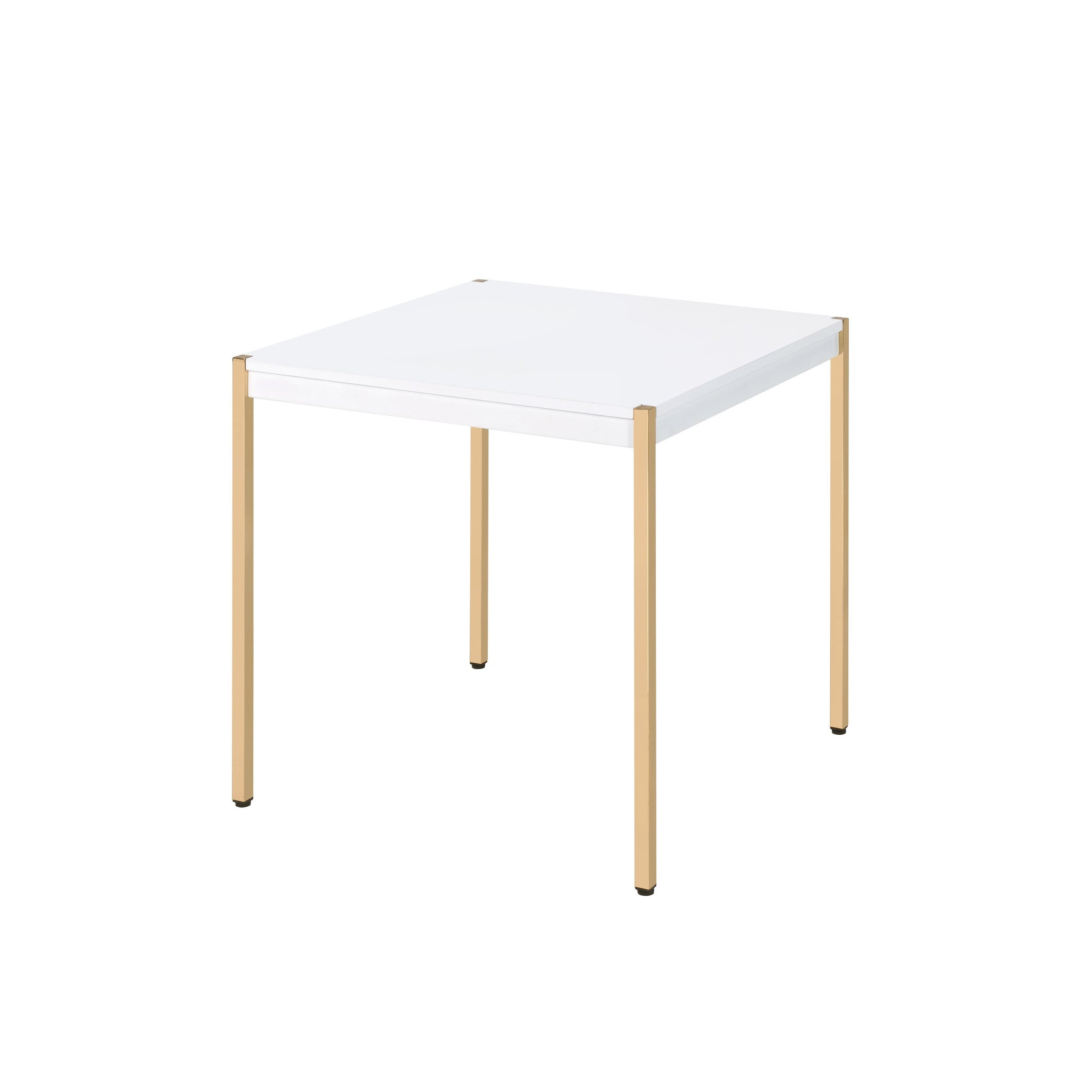 24" Gold And White Manufactured Wood Square End Table - Living Room