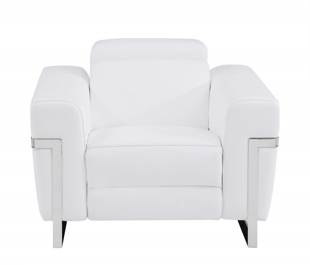 41" White Italian Leather Power Recliner Chair Default Title