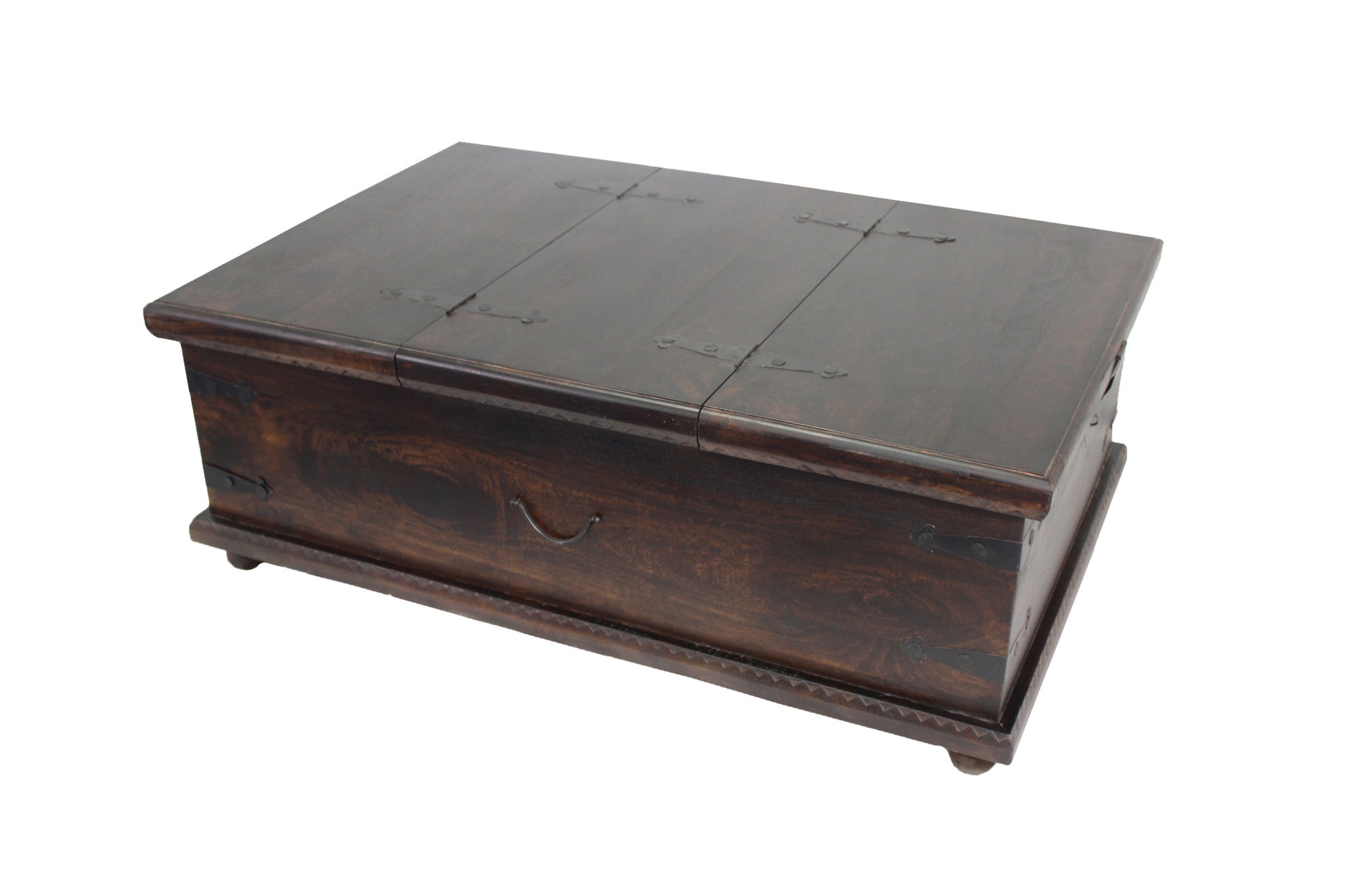 40" Brown Solid Wood Square Distressed Lift Top Solid Trunk Coffee Table - Living Room