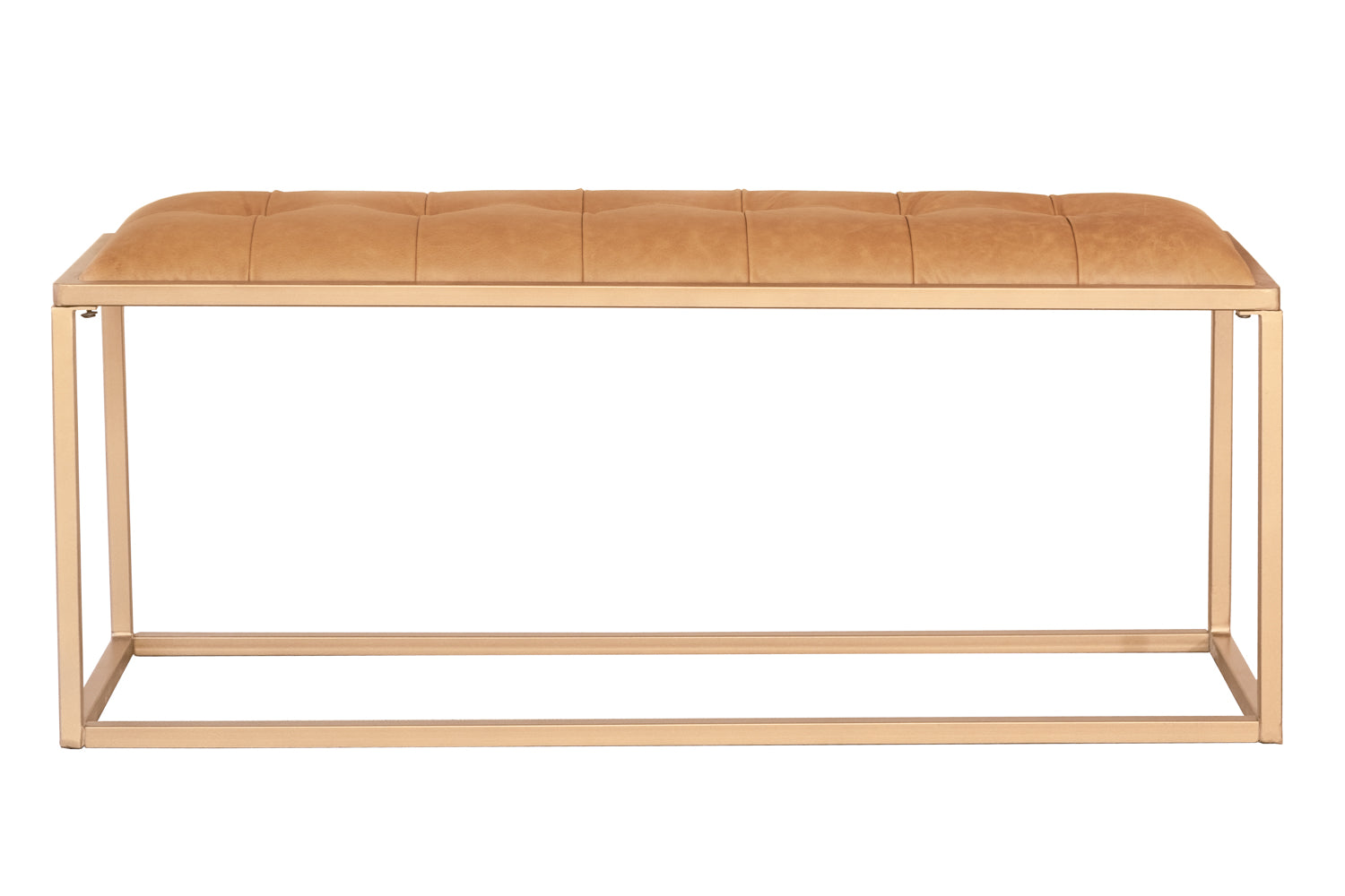43" Brown And Gold Upholstered Upholstery Bedroom Bench - Living Room