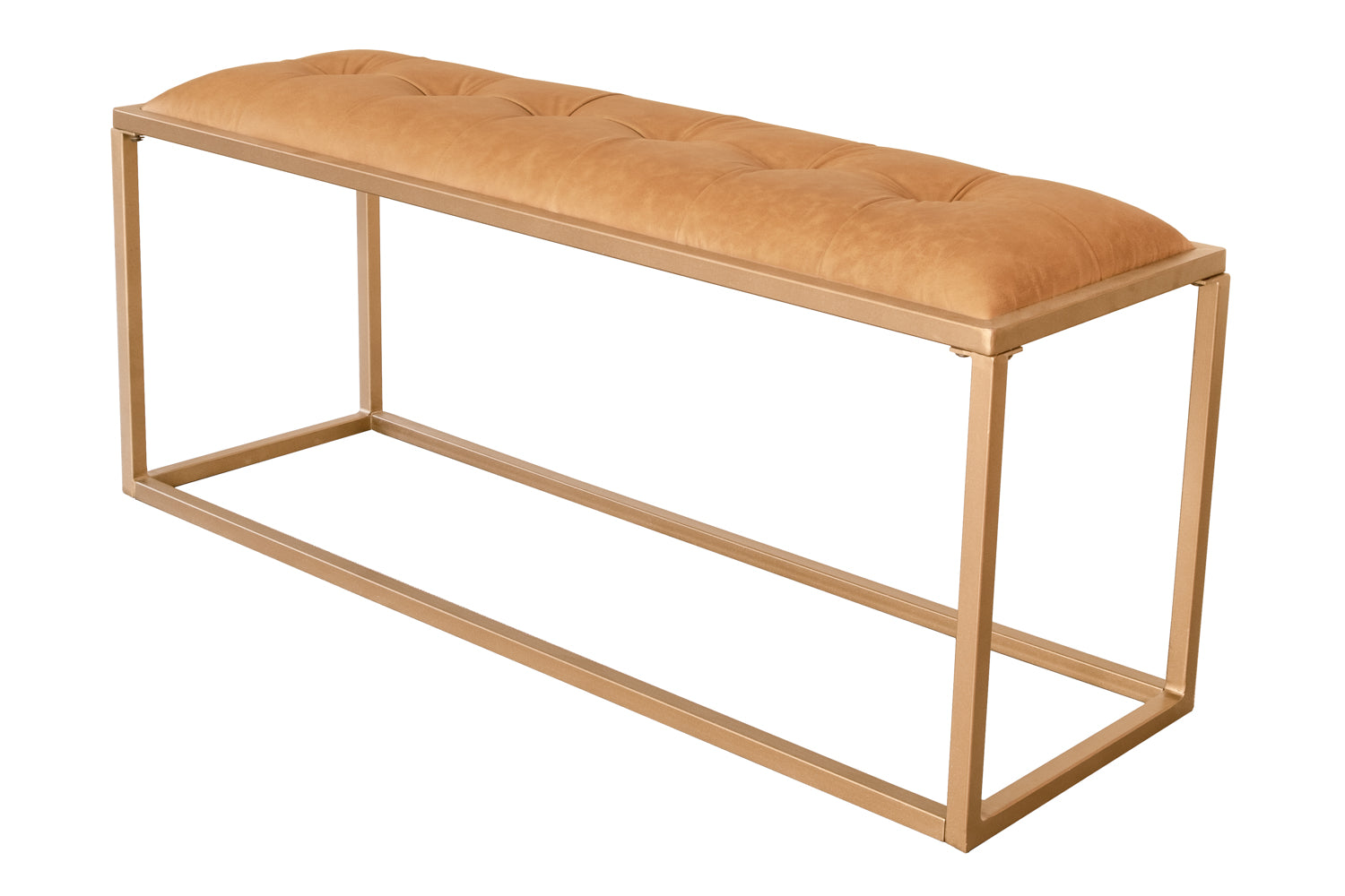 43" Brown And Gold Upholstered Upholstery Bedroom Bench - Living Room