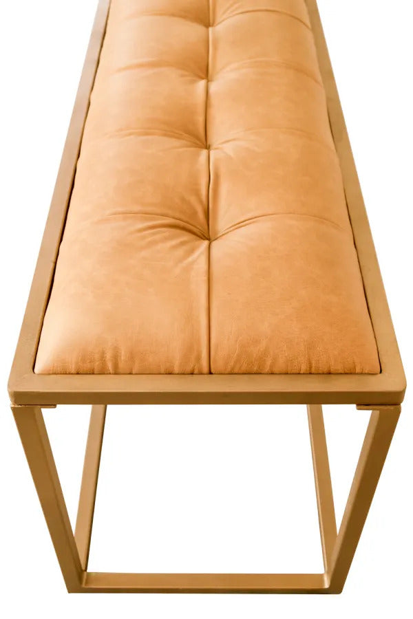 43" Brown And Gold Upholstered Upholstery Bedroom Bench - Living Room