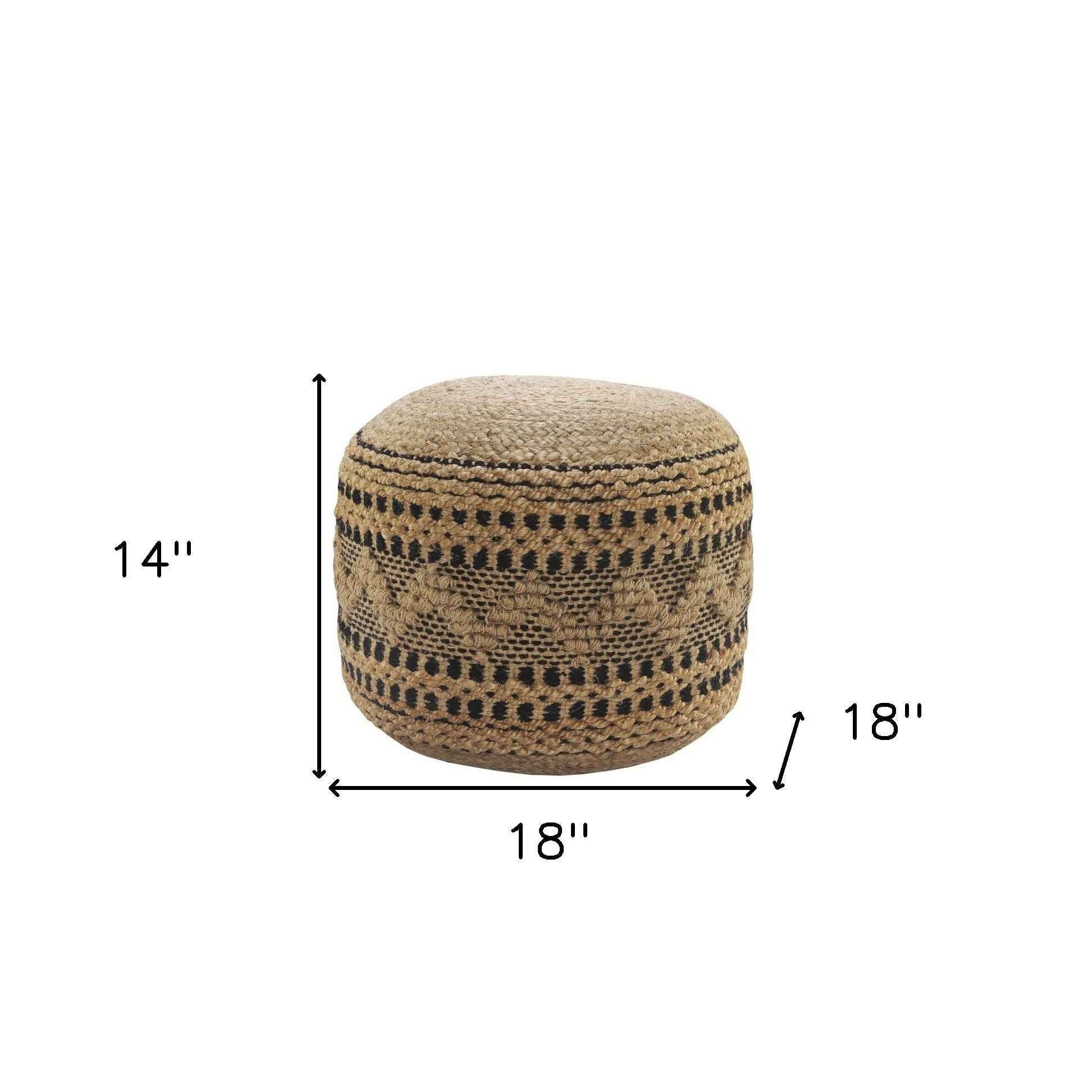 18" Tan Geometric Pouf Ottoman