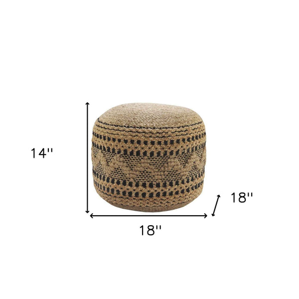 18" Tan Geometric Pouf Ottoman