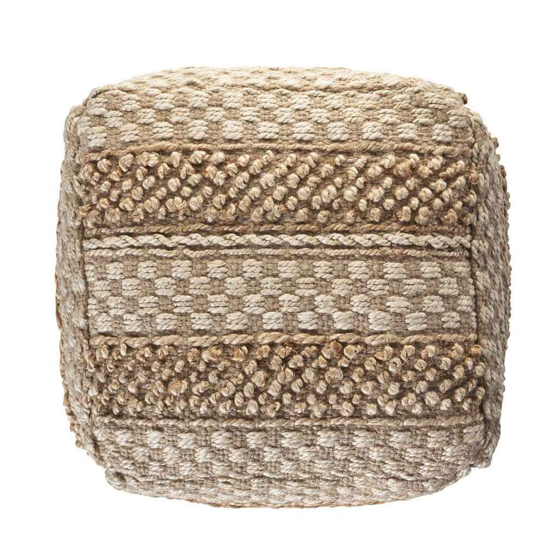 18" Tan Striped Pouf Ottoman