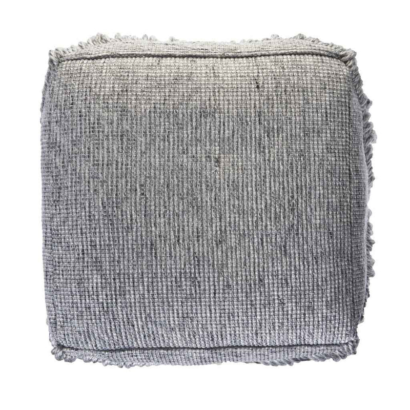 18" Gray Wool Cotton Blend Pouf Ottoman