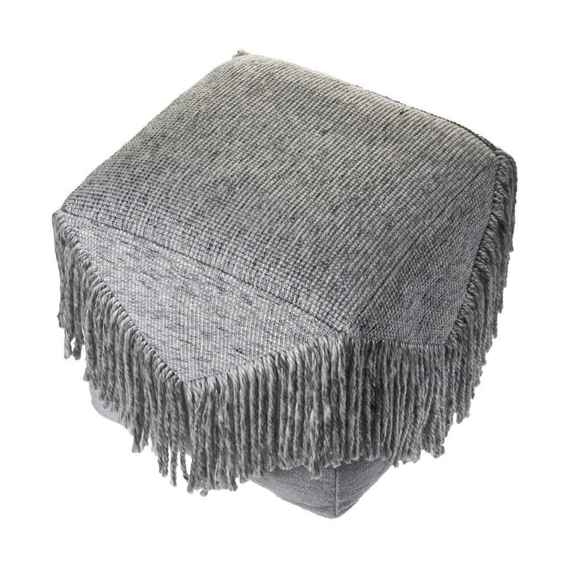 18" Gray Wool Cotton Blend Pouf Ottoman