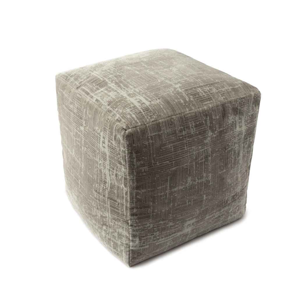 18" Gray Geometric Pouf Ottoman