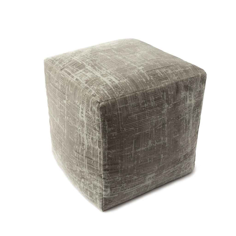 18" Gray Geometric Pouf Ottoman