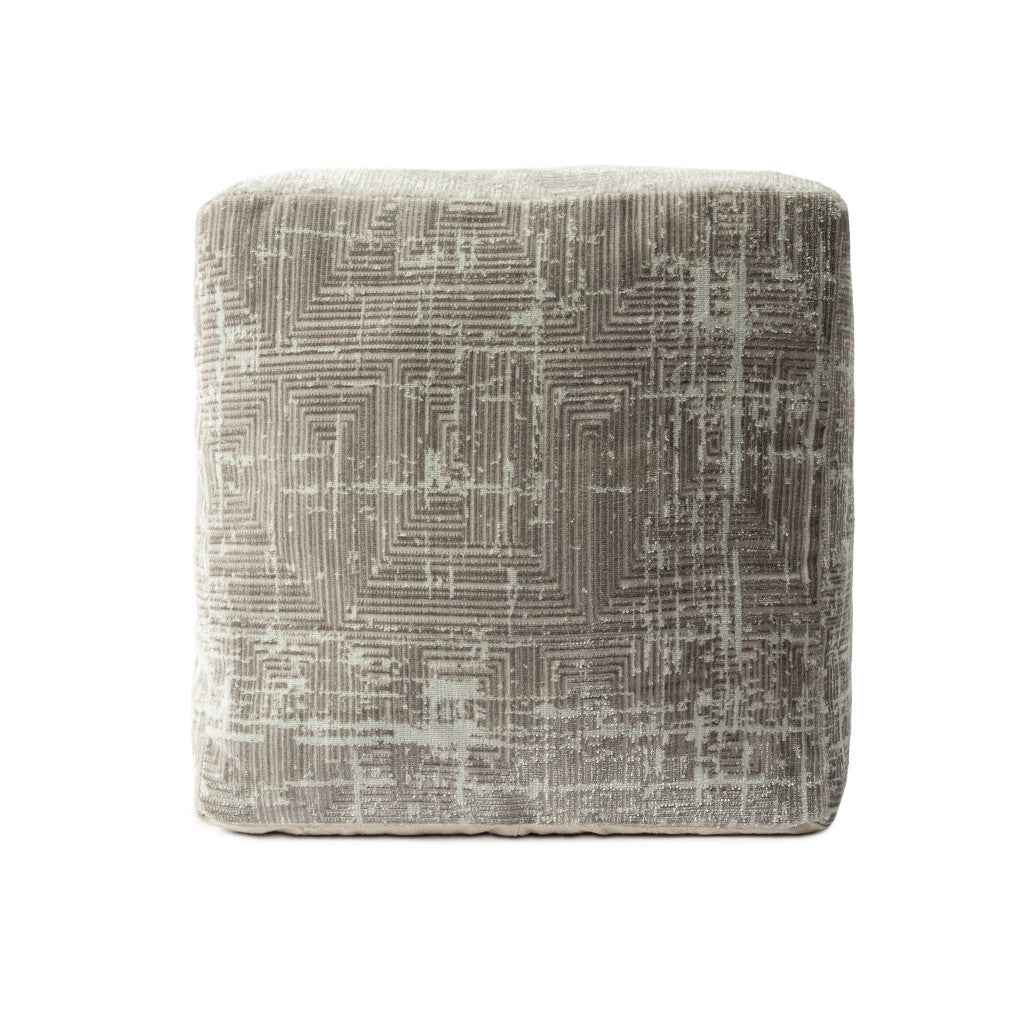 18" Gray Geometric Pouf Ottoman