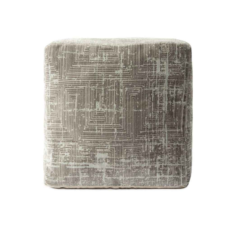 18" Gray Geometric Pouf Ottoman