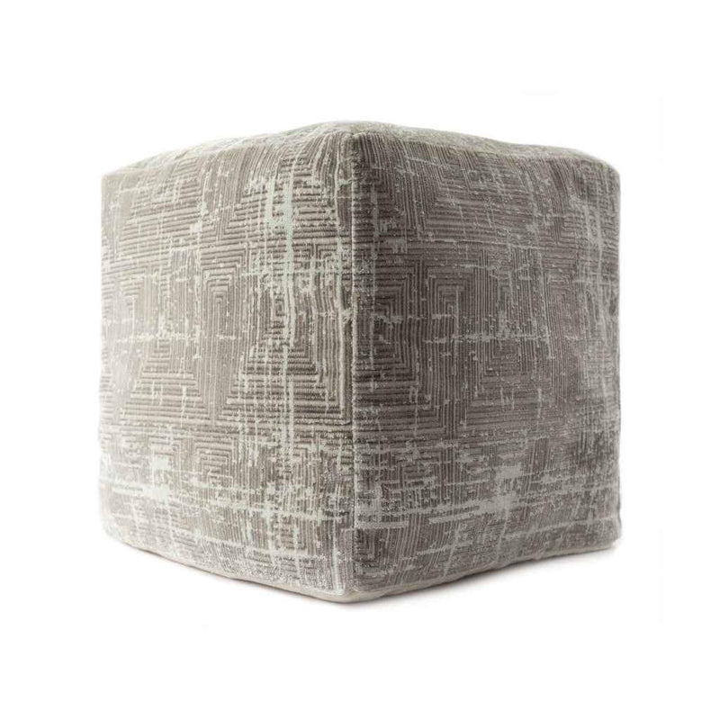 18" Gray Geometric Pouf Ottoman