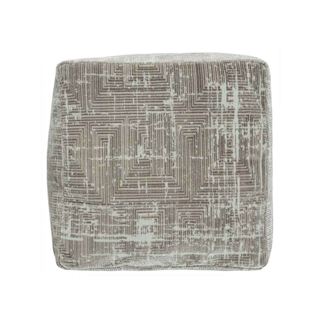 18" Gray Geometric Pouf Ottoman