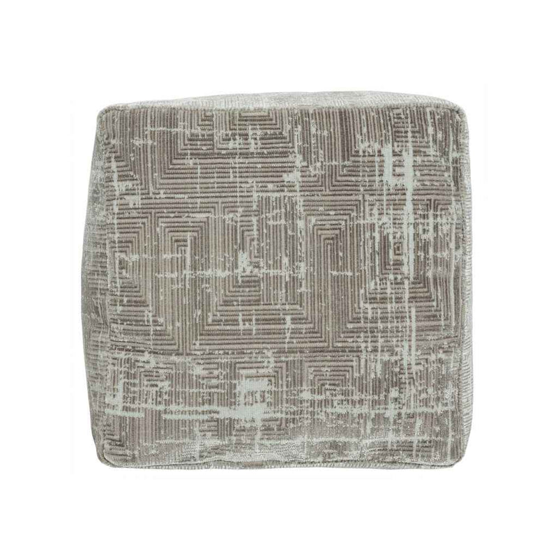 18" Gray Geometric Pouf Ottoman