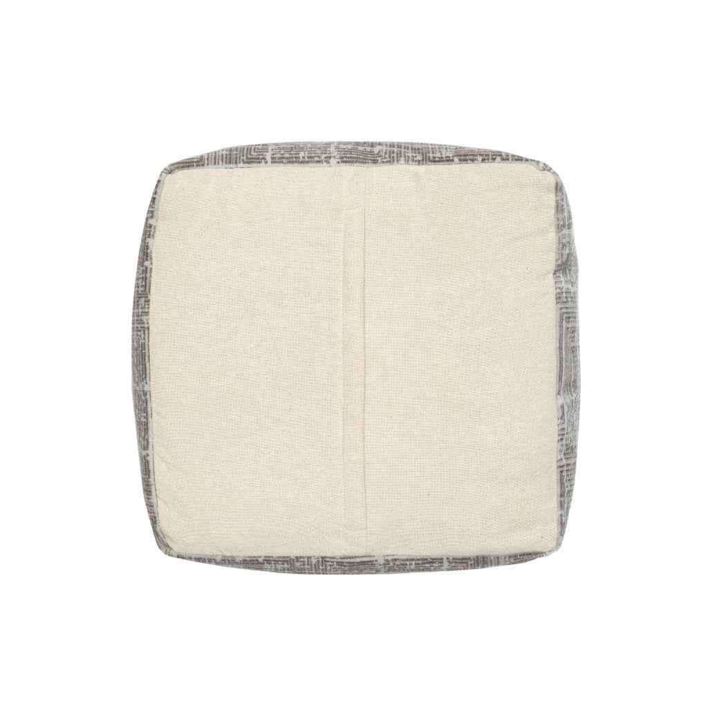 18" Gray Geometric Pouf Ottoman