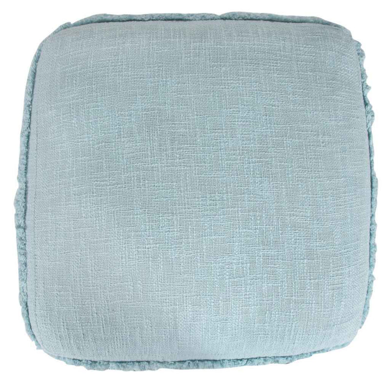 18" Blue Cotton Striped Pouf Ottoman
