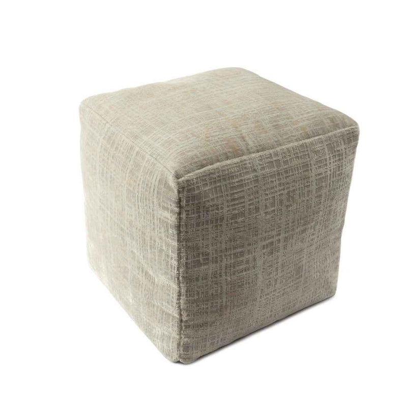 18" Beige Abstract Pouf Ottoman