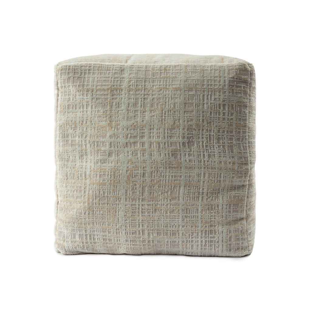 18" Beige Abstract Pouf Ottoman