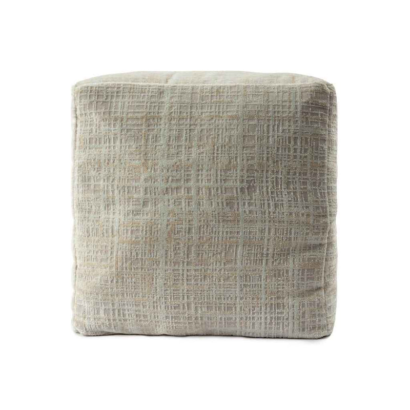 18" Beige Abstract Pouf Ottoman