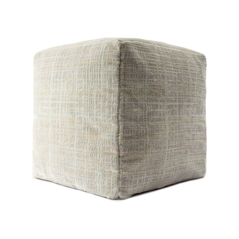 18" Beige Abstract Pouf Ottoman