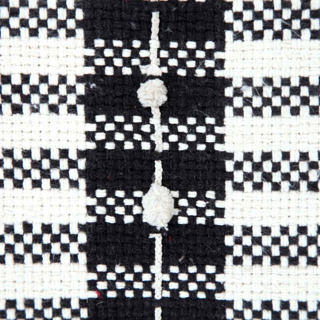 18" White Cotton Striped Pouf Ottoman