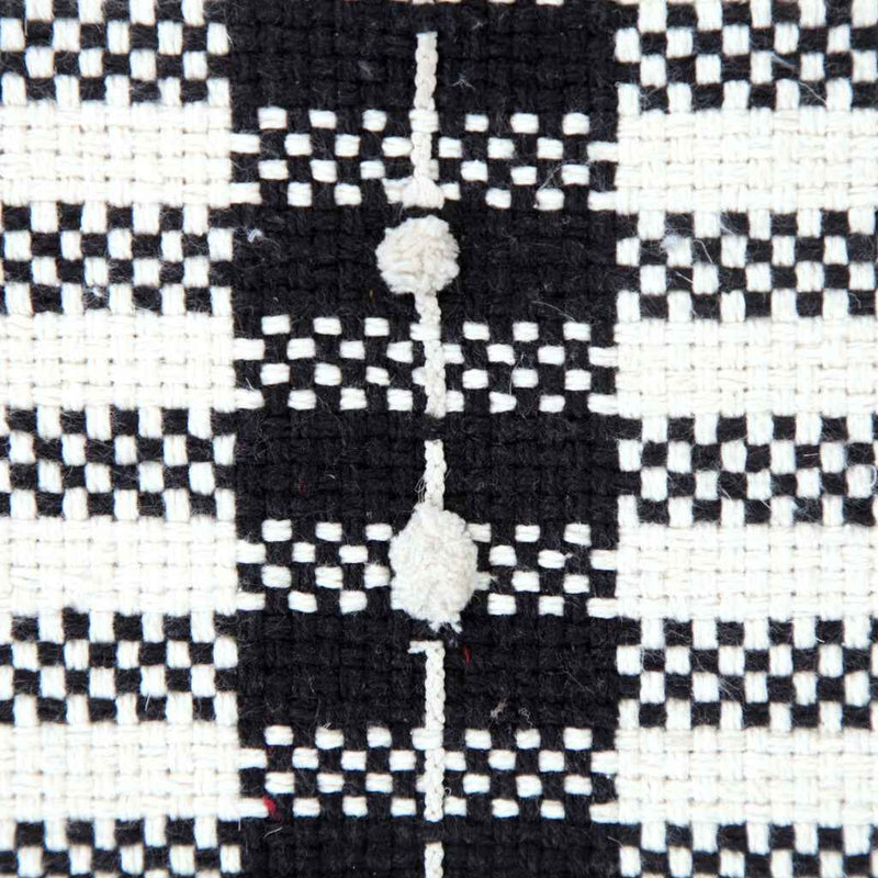 18" White Cotton Striped Pouf Ottoman