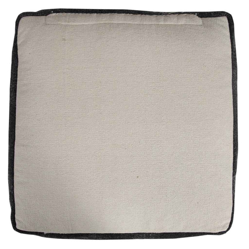 18" Black Cotton Geometric Pouf Ottoman