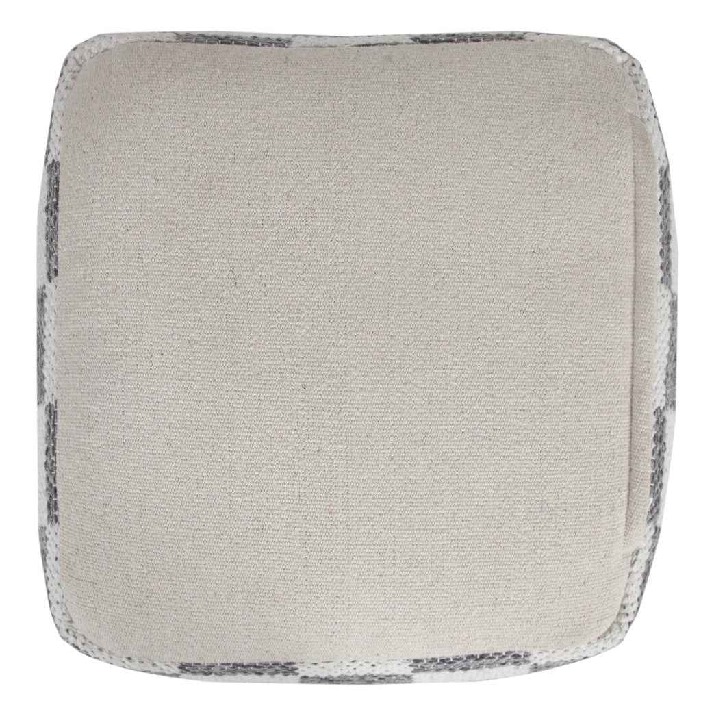 18" Gray Cotton Geometric Pouf Ottoman