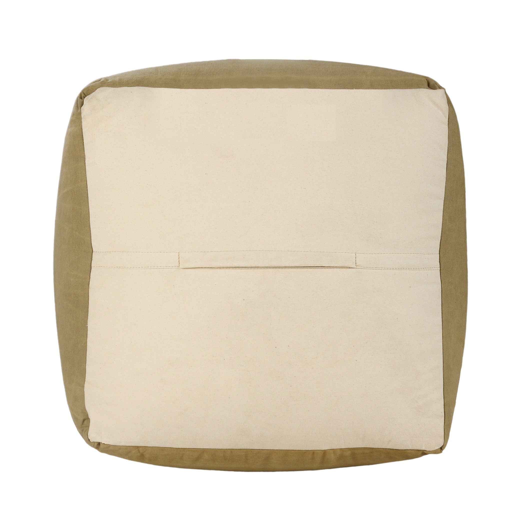 20" Brown Cotton Striped Pouf Ottoman