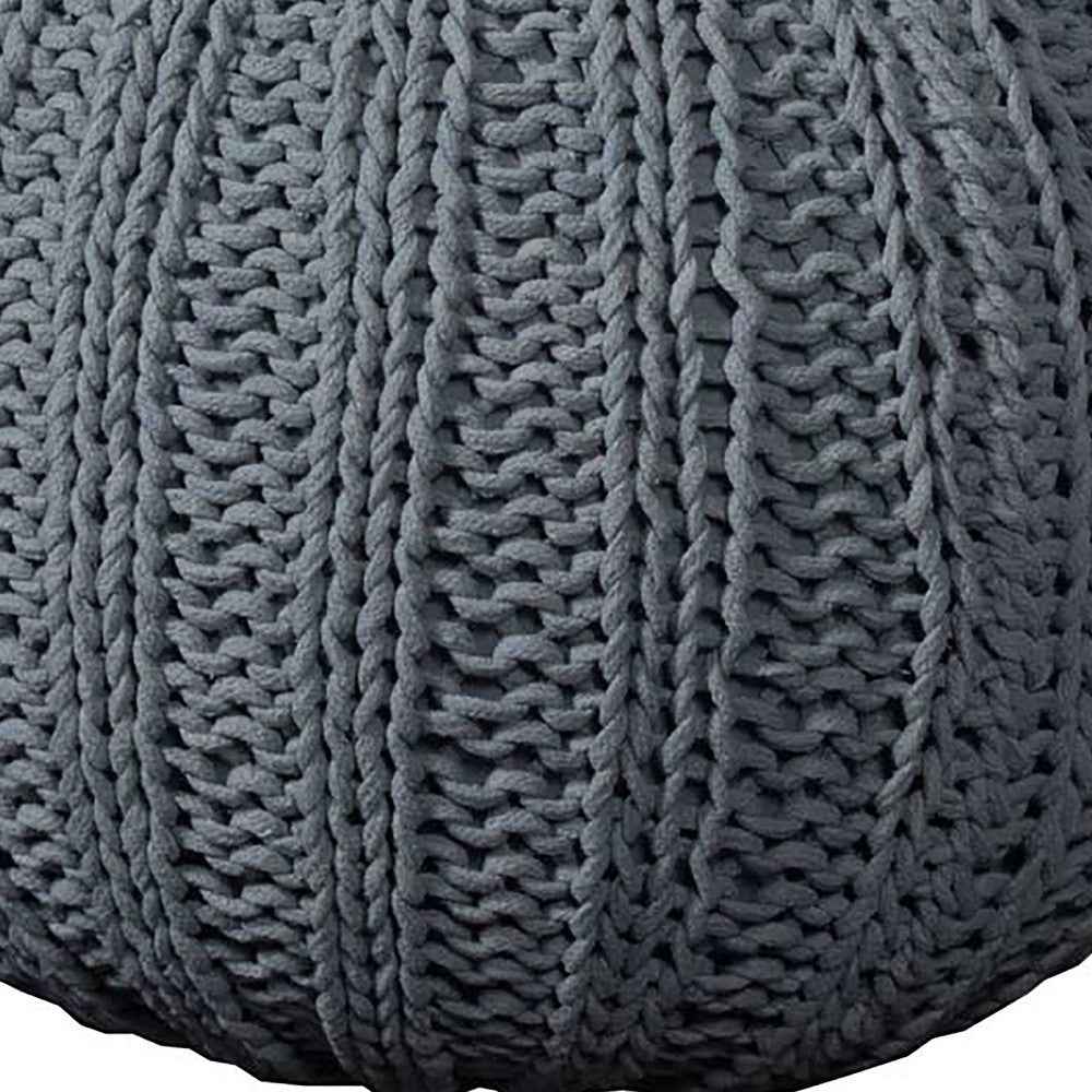 20" Gray Cotton Round Pouf Ottoman