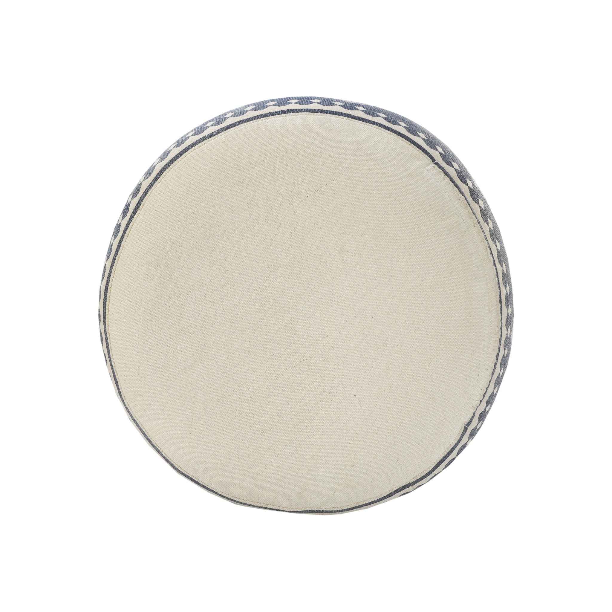 18" Blue Cotton Cylinder Paisley Pouf Ottoman