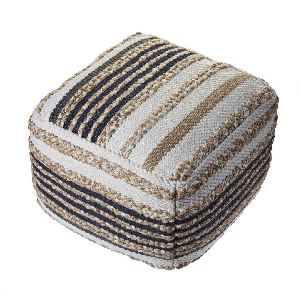 18" Tan Geometric Pouf Ottoman