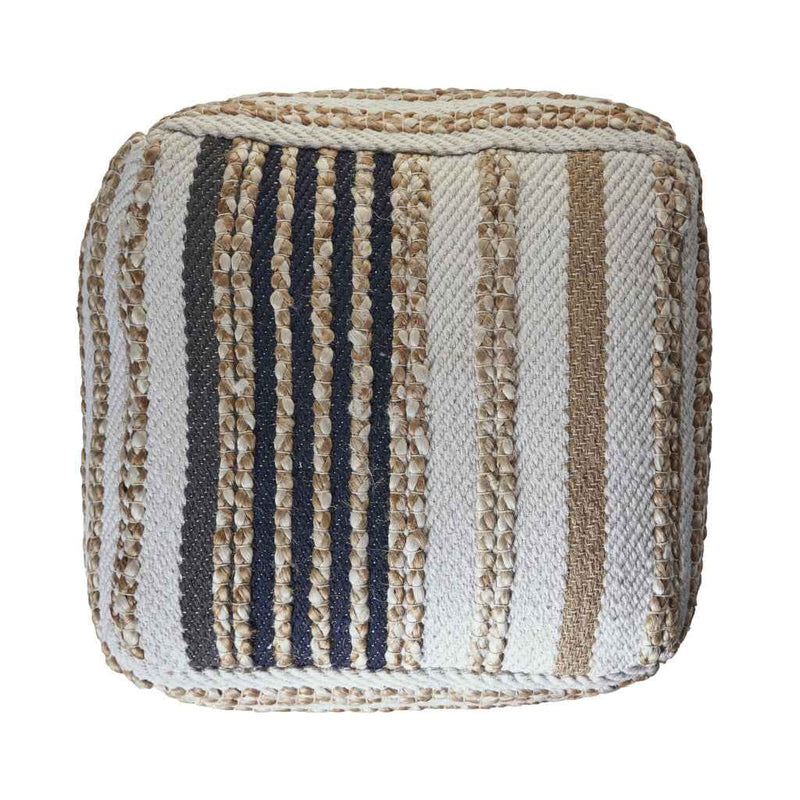 18" Tan Geometric Pouf Ottoman