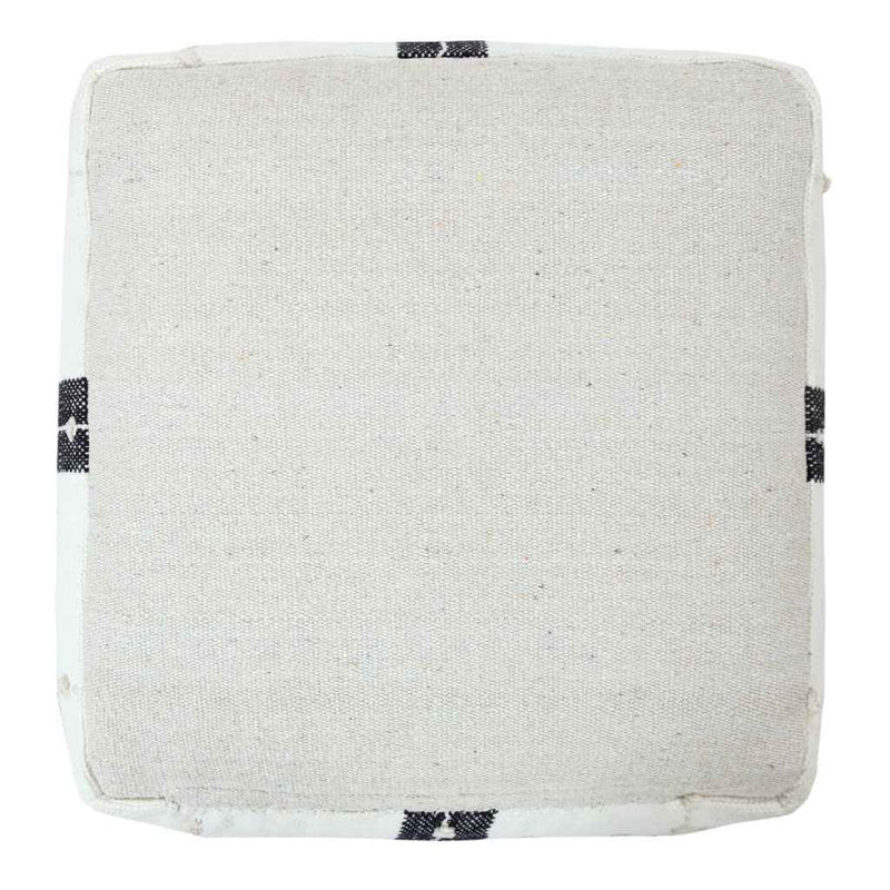 18" Black Cotton Striped Pouf Ottoman